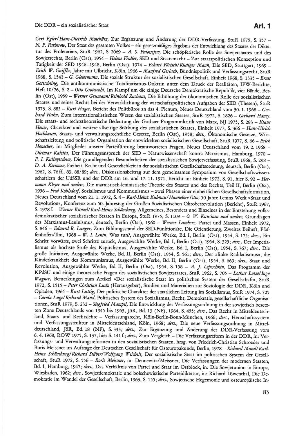 Die sozialistische Verfassung der Deutschen Demokratischen Republik (DDR), Kommentar 1982, Seite 83 (Soz. Verf. DDR Komm. 1982, S. 83)