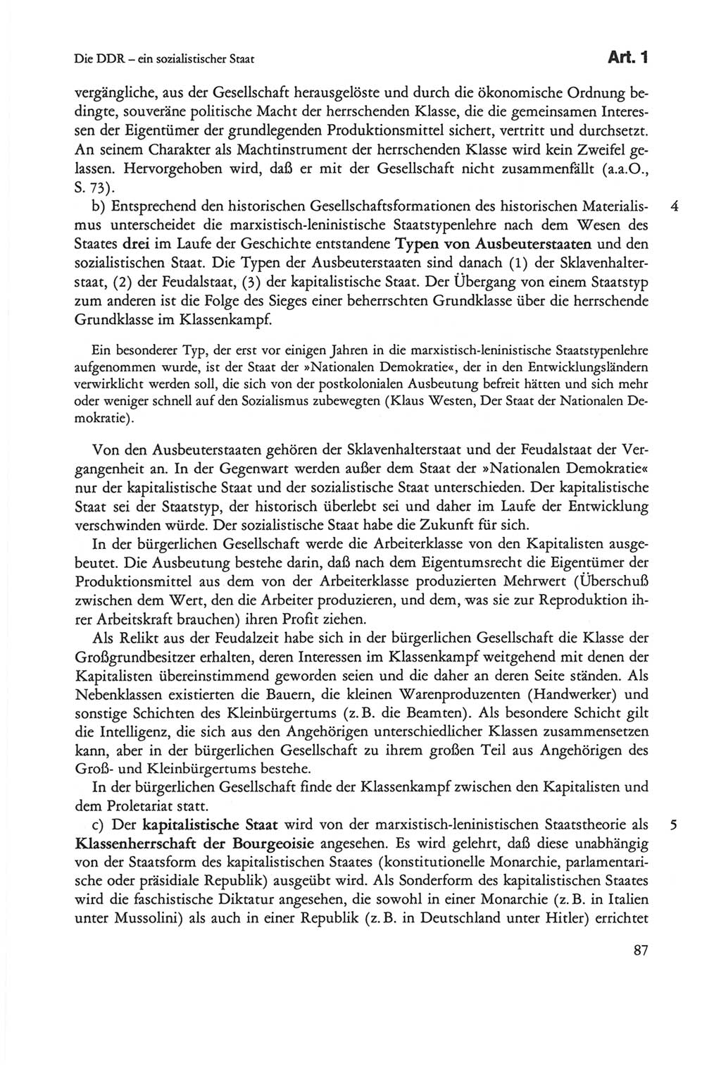 Die sozialistische Verfassung der Deutschen Demokratischen Republik (DDR), Kommentar 1982, Seite 87 (Soz. Verf. DDR Komm. 1982, S. 87)