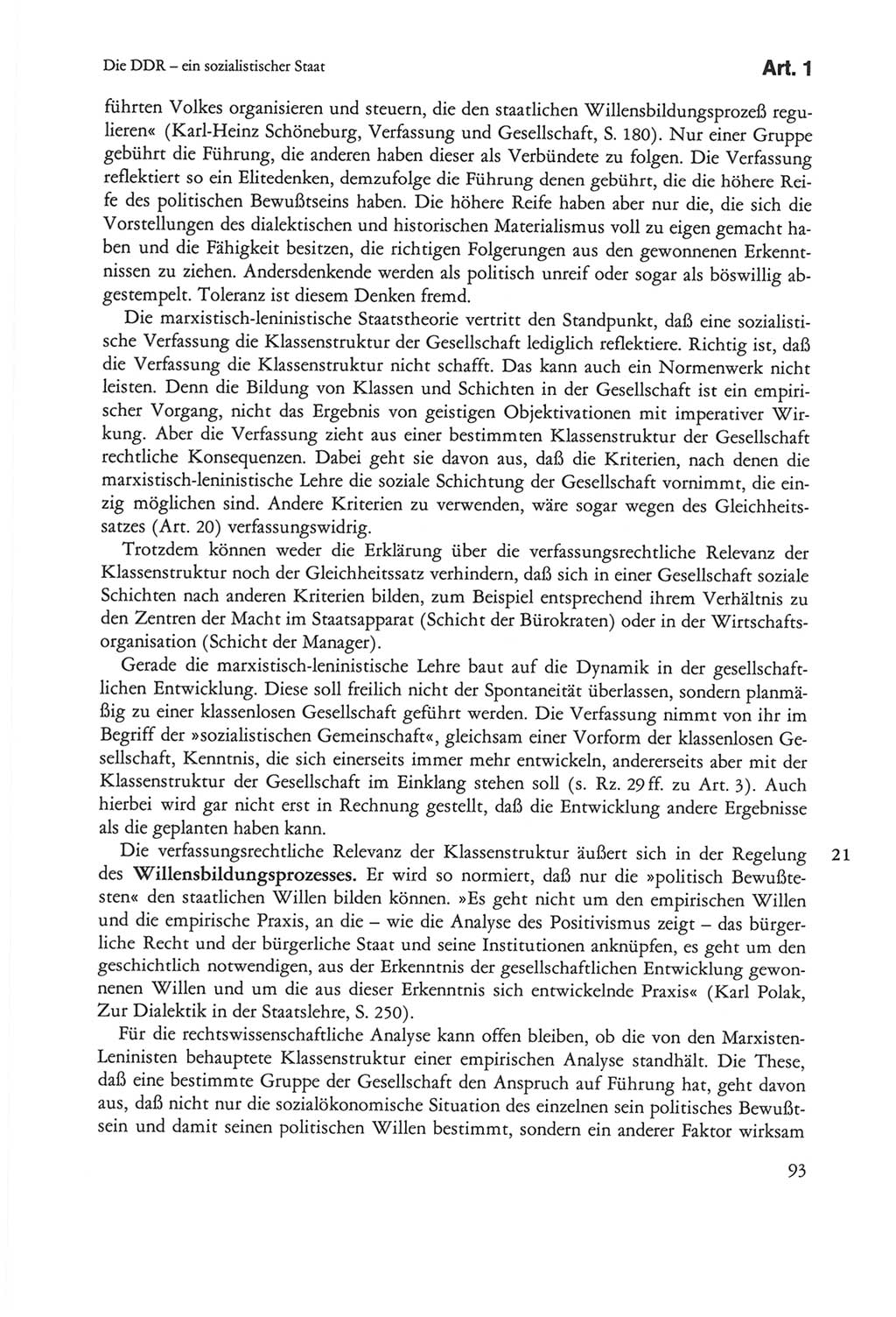 Die sozialistische Verfassung der Deutschen Demokratischen Republik (DDR), Kommentar 1982, Seite 93 (Soz. Verf. DDR Komm. 1982, S. 93)