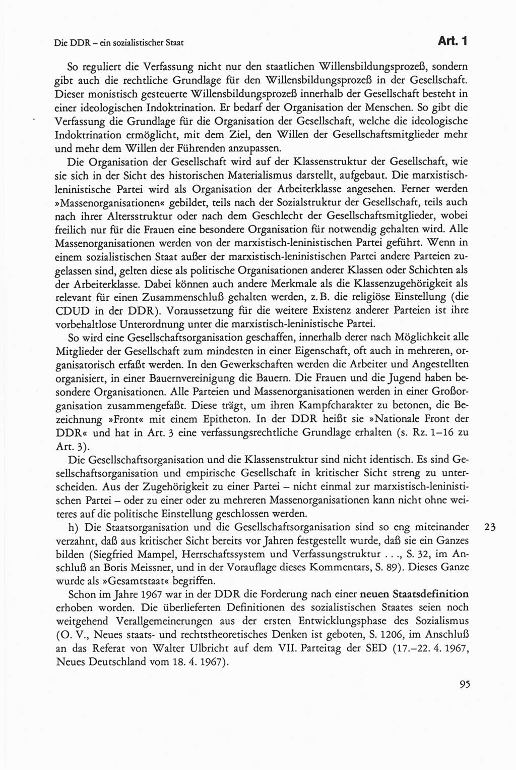 Die sozialistische Verfassung der Deutschen Demokratischen Republik (DDR), Kommentar 1982, Seite 95 (Soz. Verf. DDR Komm. 1982, S. 95)