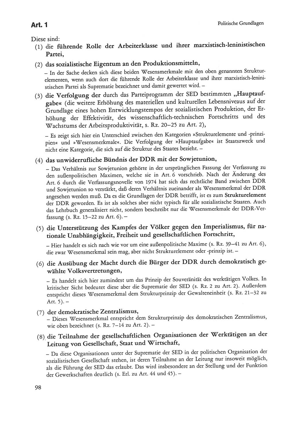 Die sozialistische Verfassung der Deutschen Demokratischen Republik (DDR), Kommentar 1982, Seite 98 (Soz. Verf. DDR Komm. 1982, S. 98)