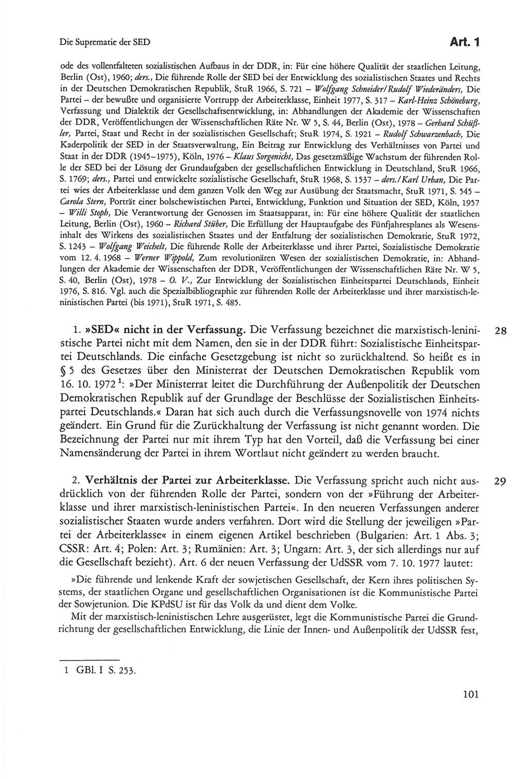 Die sozialistische Verfassung der Deutschen Demokratischen Republik (DDR), Kommentar 1982, Seite 101 (Soz. Verf. DDR Komm. 1982, S. 101)