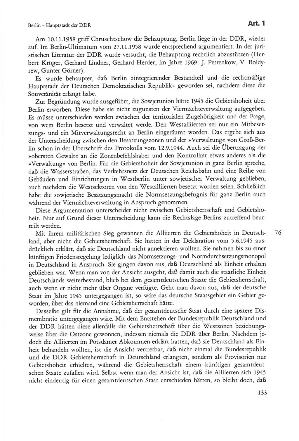 Die sozialistische Verfassung der Deutschen Demokratischen Republik (DDR), Kommentar 1982, Seite 133 (Soz. Verf. DDR Komm. 1982, S. 133)