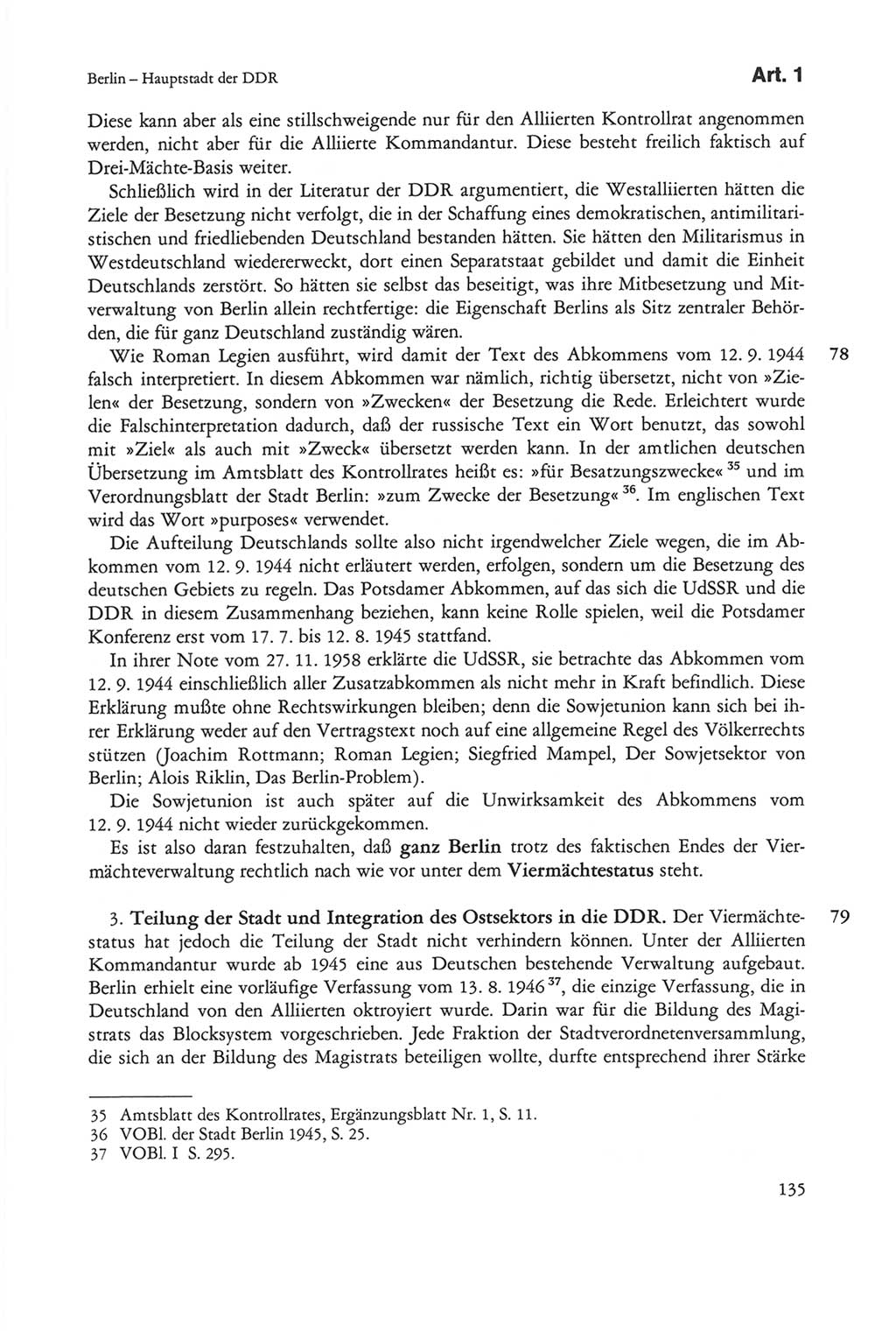 Die sozialistische Verfassung der Deutschen Demokratischen Republik (DDR), Kommentar 1982, Seite 135 (Soz. Verf. DDR Komm. 1982, S. 135)