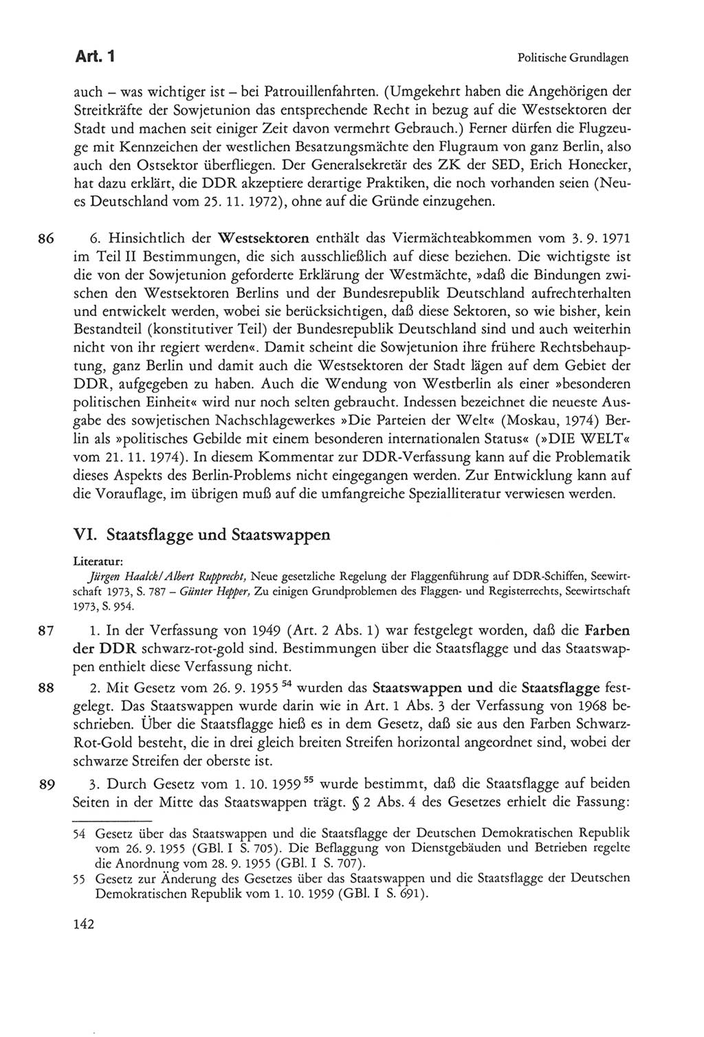 Die sozialistische Verfassung der Deutschen Demokratischen Republik (DDR), Kommentar 1982, Seite 142 (Soz. Verf. DDR Komm. 1982, S. 142)