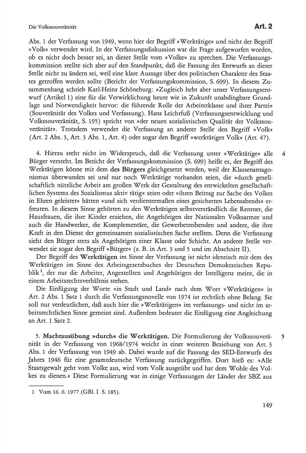 Die sozialistische Verfassung der Deutschen Demokratischen Republik (DDR), Kommentar 1982, Seite 149 (Soz. Verf. DDR Komm. 1982, S. 149)