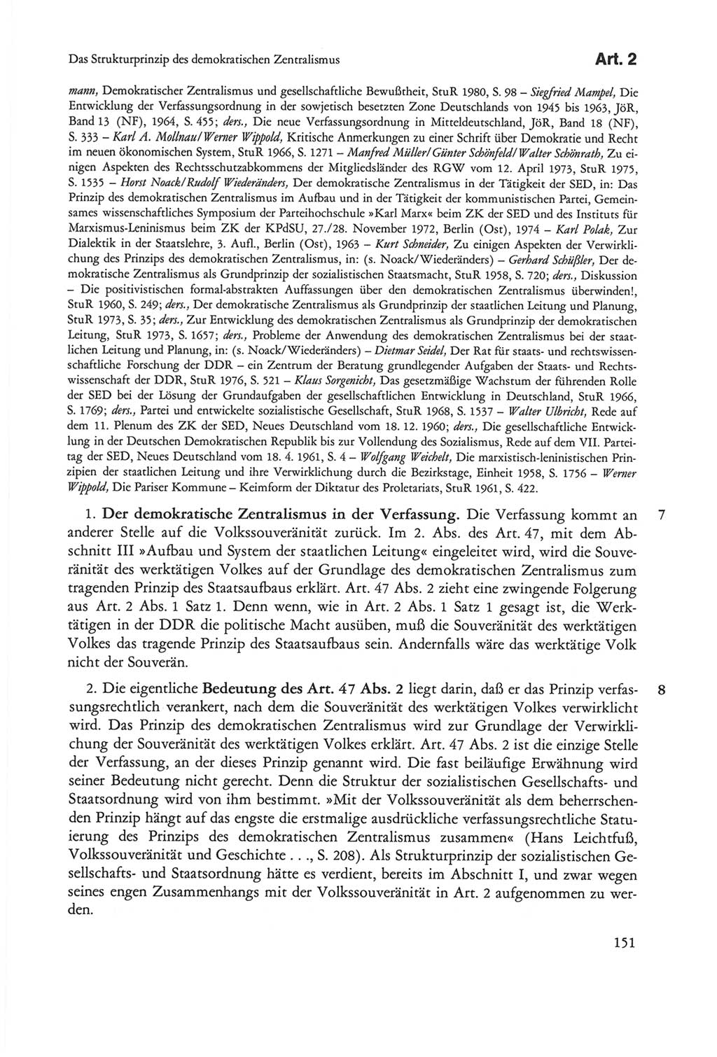 Die sozialistische Verfassung der Deutschen Demokratischen Republik (DDR), Kommentar 1982, Seite 151 (Soz. Verf. DDR Komm. 1982, S. 151)