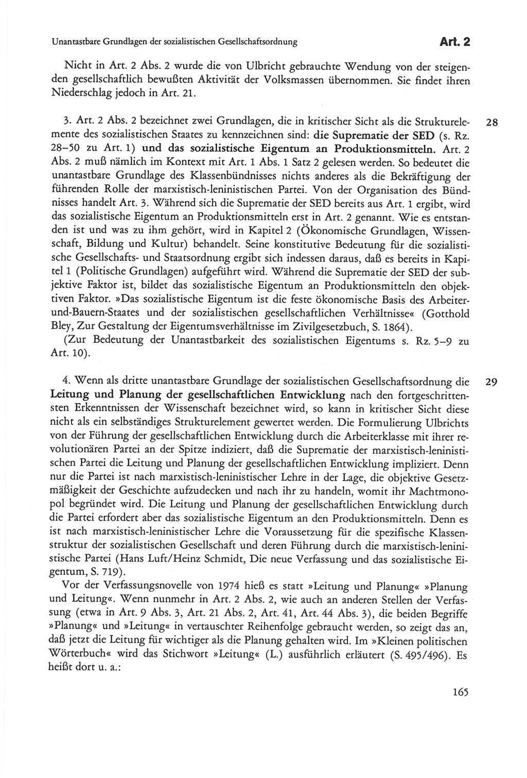 Die sozialistische Verfassung der Deutschen Demokratischen Republik (DDR), Kommentar 1982, Seite 165 (Soz. Verf. DDR Komm. 1982, S. 165)