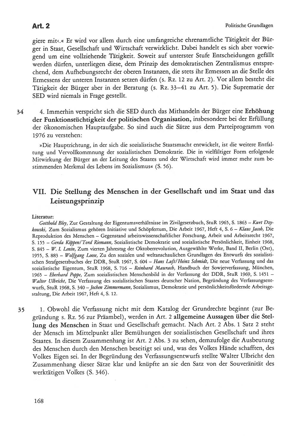 Die sozialistische Verfassung der Deutschen Demokratischen Republik (DDR), Kommentar 1982, Seite 168 (Soz. Verf. DDR Komm. 1982, S. 168)