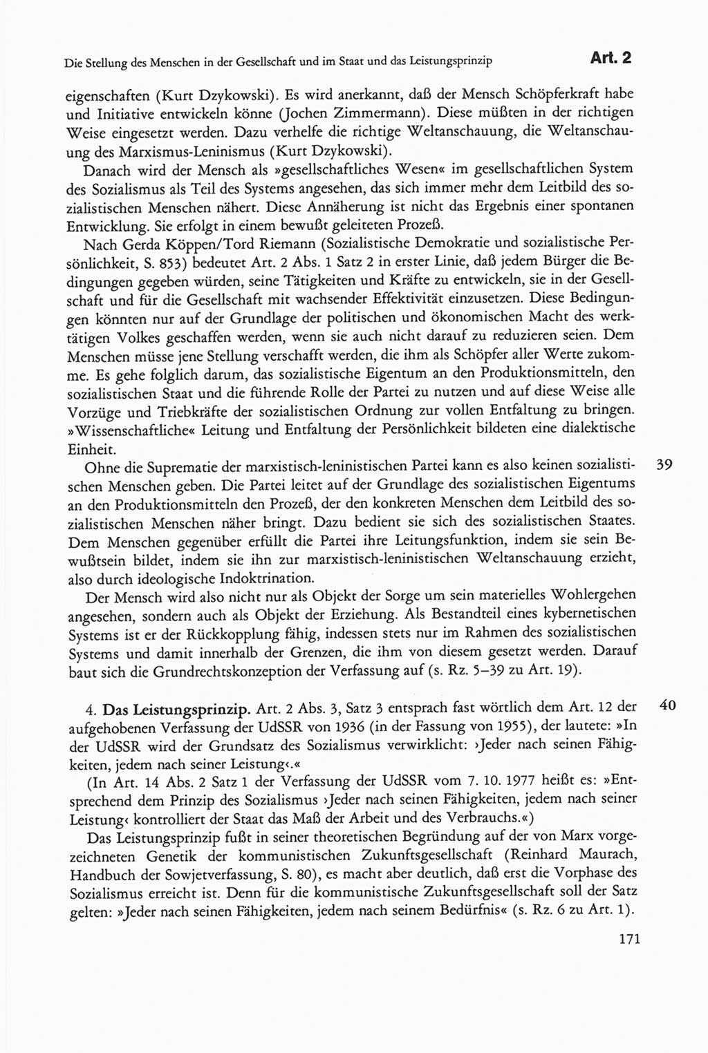 Die sozialistische Verfassung der Deutschen Demokratischen Republik (DDR), Kommentar 1982, Seite 171 (Soz. Verf. DDR Komm. 1982, S. 171)