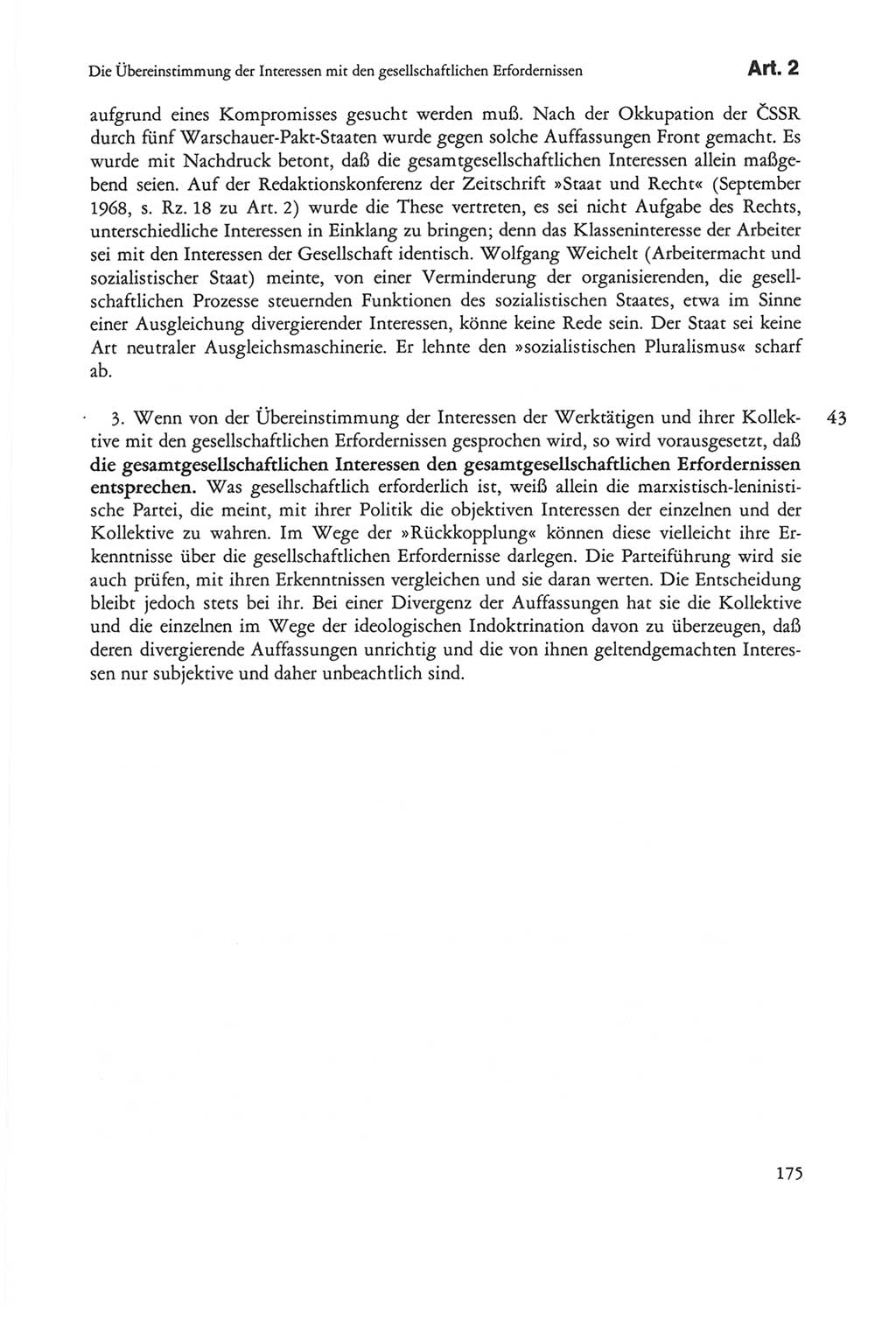 Die sozialistische Verfassung der Deutschen Demokratischen Republik (DDR), Kommentar 1982, Seite 175 (Soz. Verf. DDR Komm. 1982, S. 175)