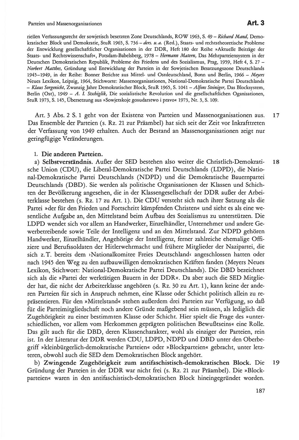 Die sozialistische Verfassung der Deutschen Demokratischen Republik (DDR), Kommentar 1982, Seite 187 (Soz. Verf. DDR Komm. 1982, S. 187)