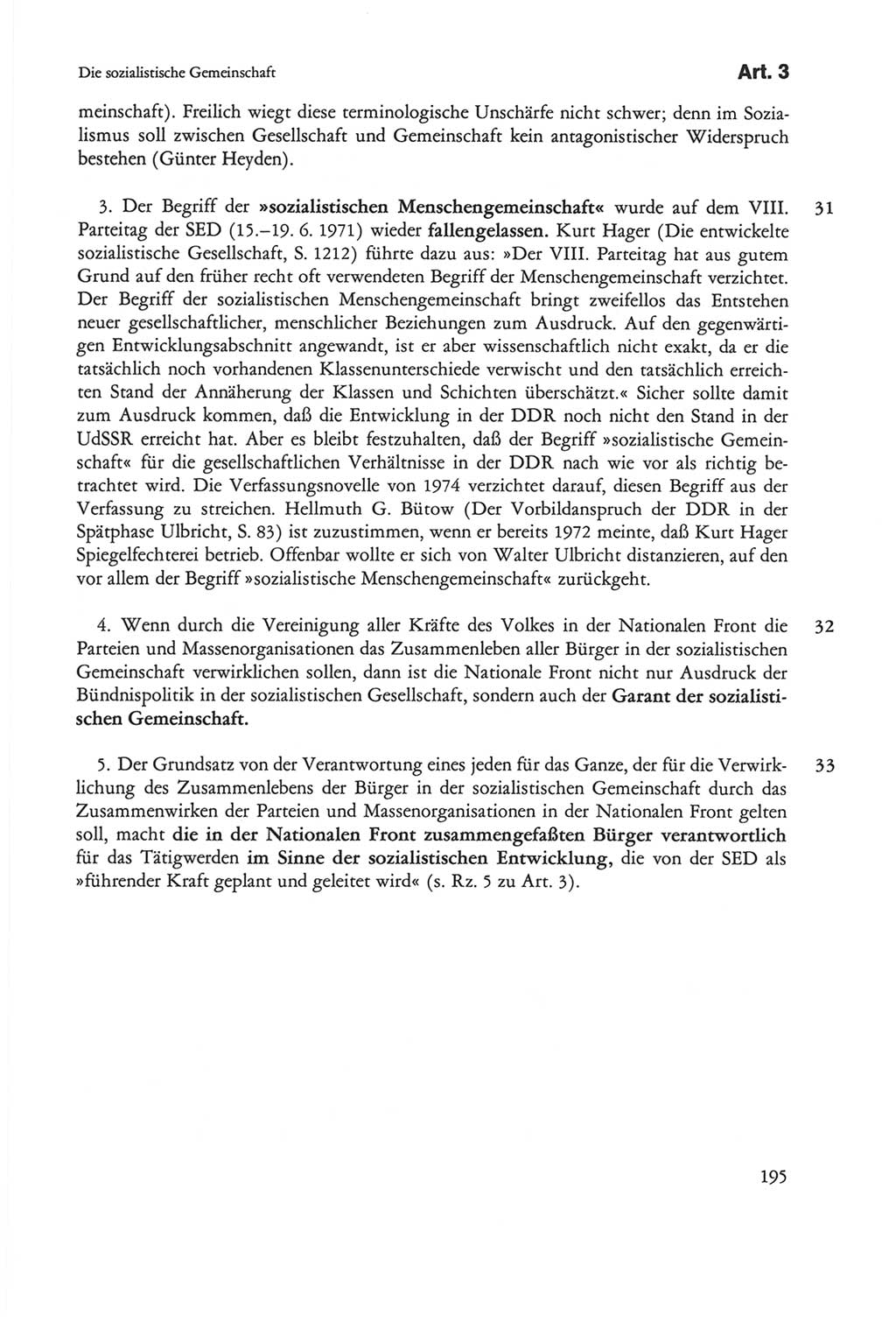 Die sozialistische Verfassung der Deutschen Demokratischen Republik (DDR), Kommentar 1982, Seite 195 (Soz. Verf. DDR Komm. 1982, S. 195)