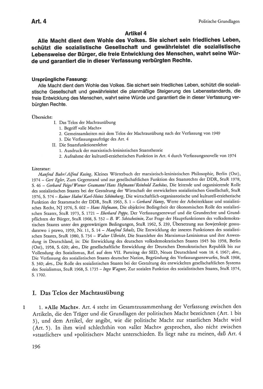 Die sozialistische Verfassung der Deutschen Demokratischen Republik (DDR), Kommentar 1982, Seite 196 (Soz. Verf. DDR Komm. 1982, S. 196)