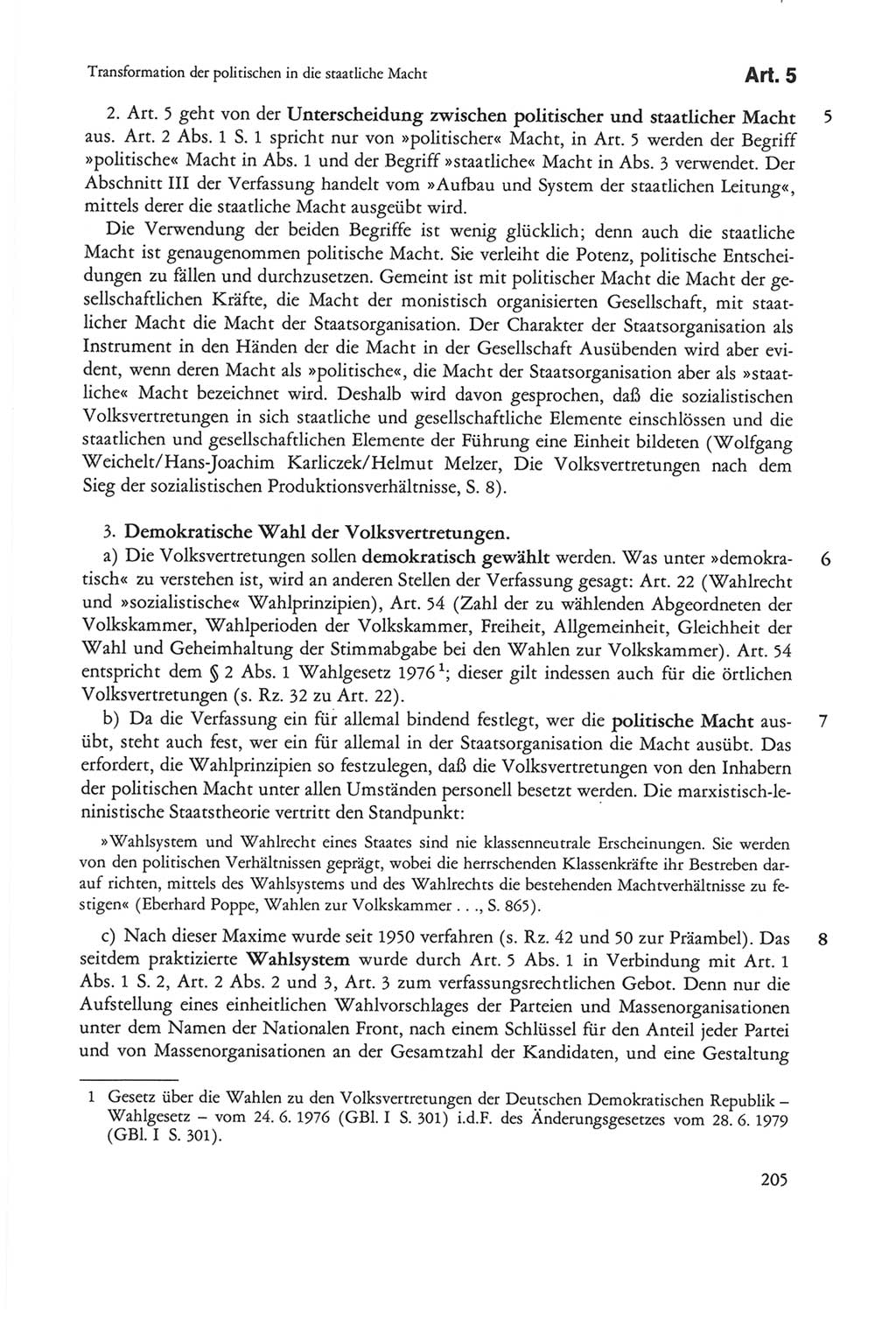 Die sozialistische Verfassung der Deutschen Demokratischen Republik (DDR), Kommentar 1982, Seite 205 (Soz. Verf. DDR Komm. 1982, S. 205)