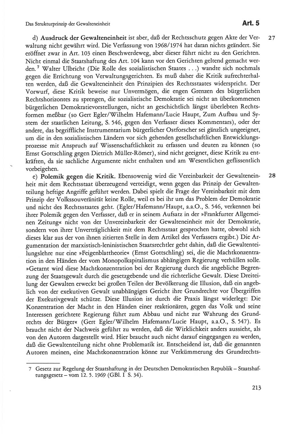Die sozialistische Verfassung der Deutschen Demokratischen Republik (DDR), Kommentar 1982, Seite 213 (Soz. Verf. DDR Komm. 1982, S. 213)