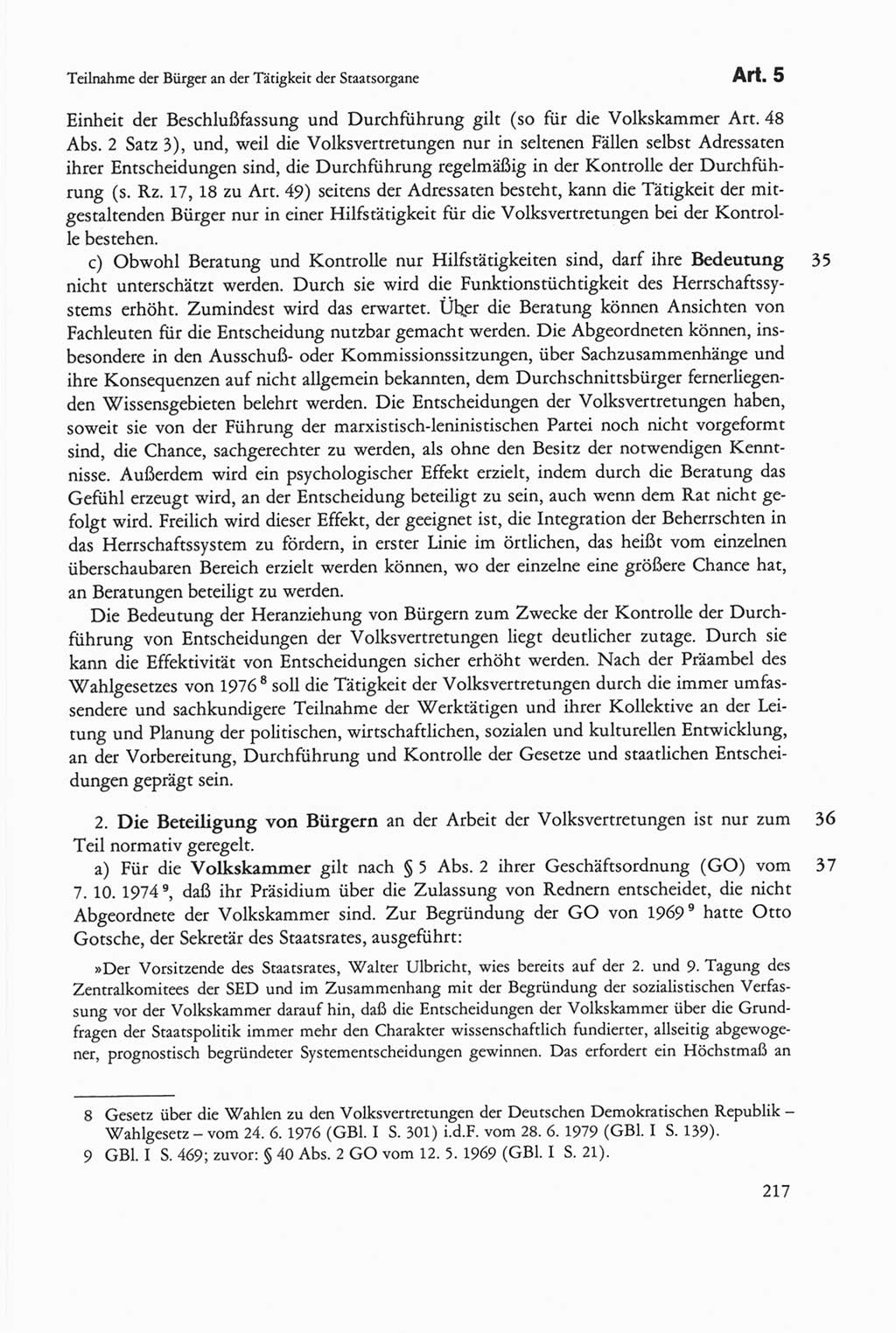 Die sozialistische Verfassung der Deutschen Demokratischen Republik (DDR), Kommentar 1982, Seite 217 (Soz. Verf. DDR Komm. 1982, S. 217)