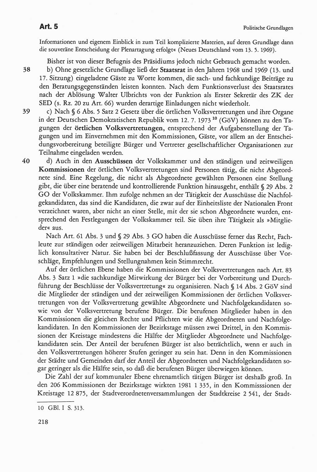 Die sozialistische Verfassung der Deutschen Demokratischen Republik (DDR), Kommentar 1982, Seite 218 (Soz. Verf. DDR Komm. 1982, S. 218)
