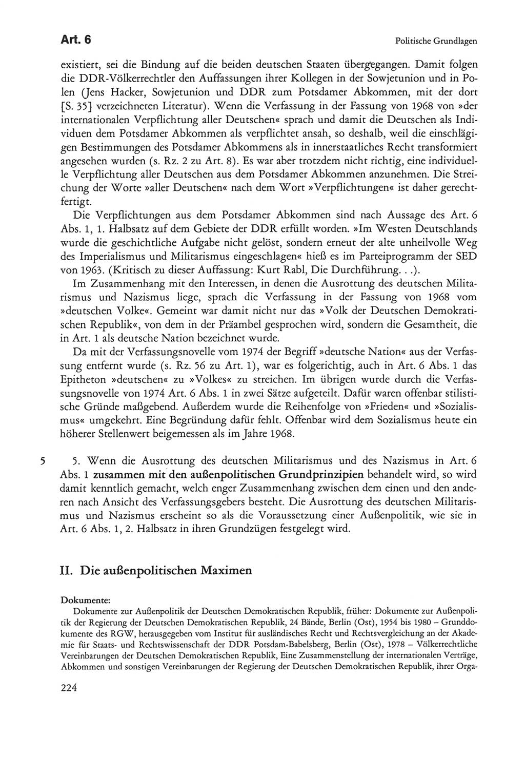 Die sozialistische Verfassung der Deutschen Demokratischen Republik (DDR), Kommentar 1982, Seite 224 (Soz. Verf. DDR Komm. 1982, S. 224)