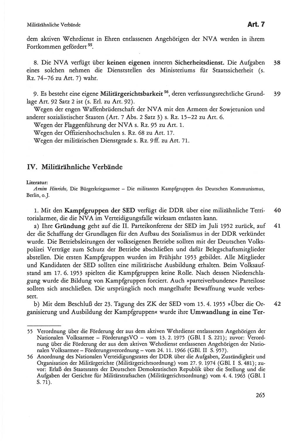 Die sozialistische Verfassung der Deutschen Demokratischen Republik (DDR), Kommentar 1982, Seite 265 (Soz. Verf. DDR Komm. 1982, S. 265)