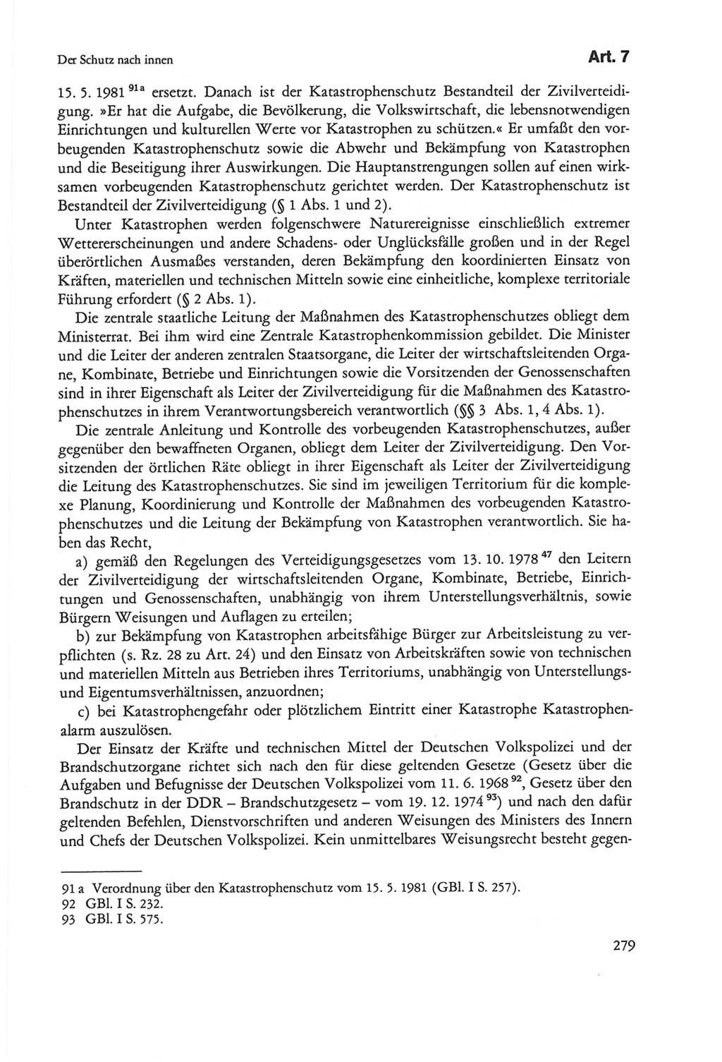 Die sozialistische Verfassung der Deutschen Demokratischen Republik (DDR), Kommentar 1982, Seite 279 (Soz. Verf. DDR Komm. 1982, S. 279)