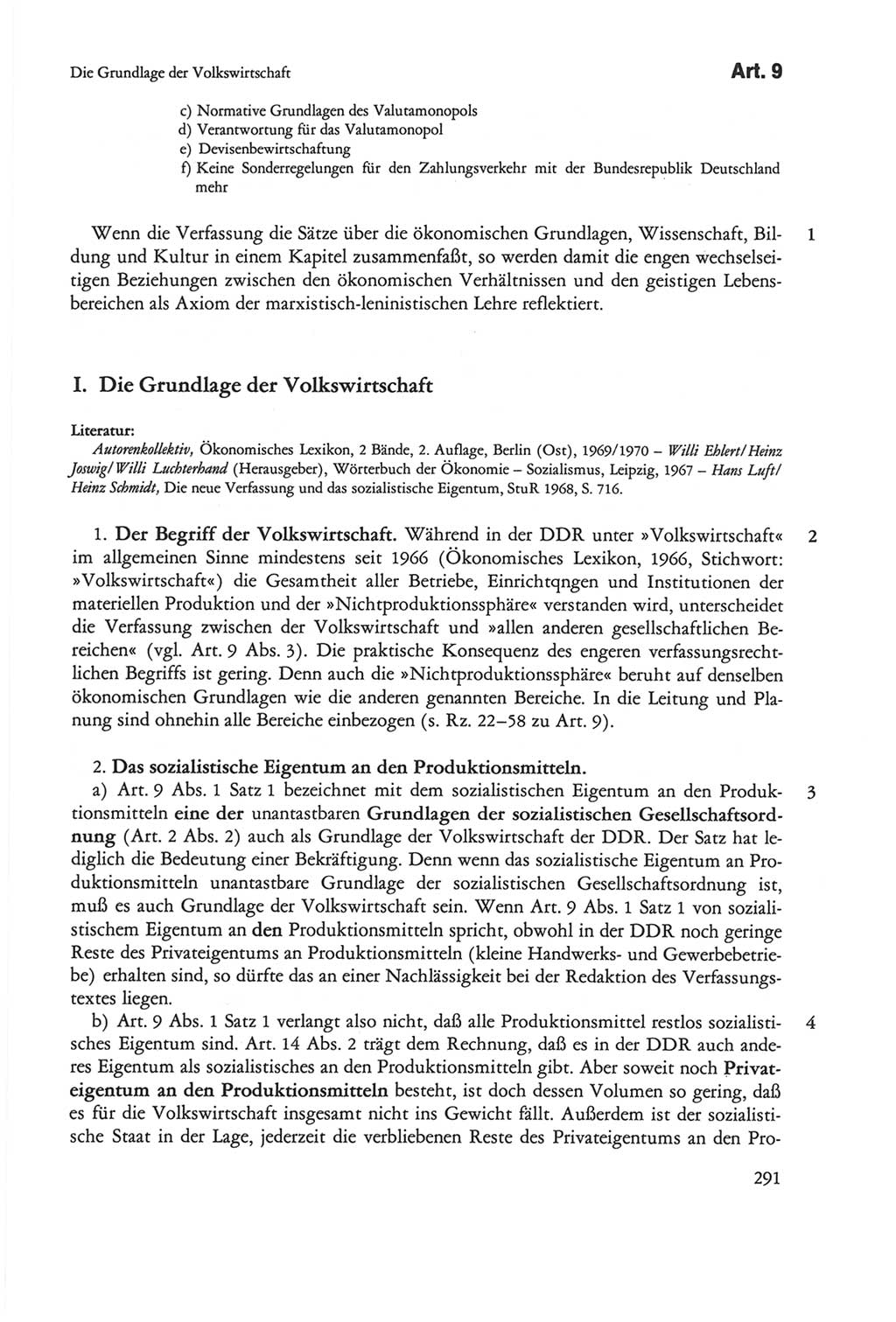 Die sozialistische Verfassung der Deutschen Demokratischen Republik (DDR), Kommentar 1982, Seite 291 (Soz. Verf. DDR Komm. 1982, S. 291)