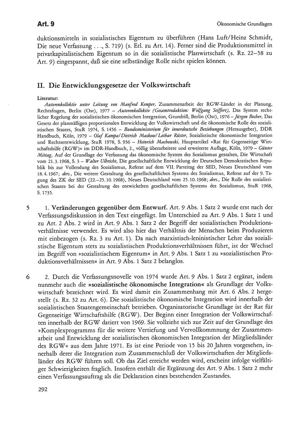 Die sozialistische Verfassung der Deutschen Demokratischen Republik (DDR), Kommentar 1982, Seite 292 (Soz. Verf. DDR Komm. 1982, S. 292)