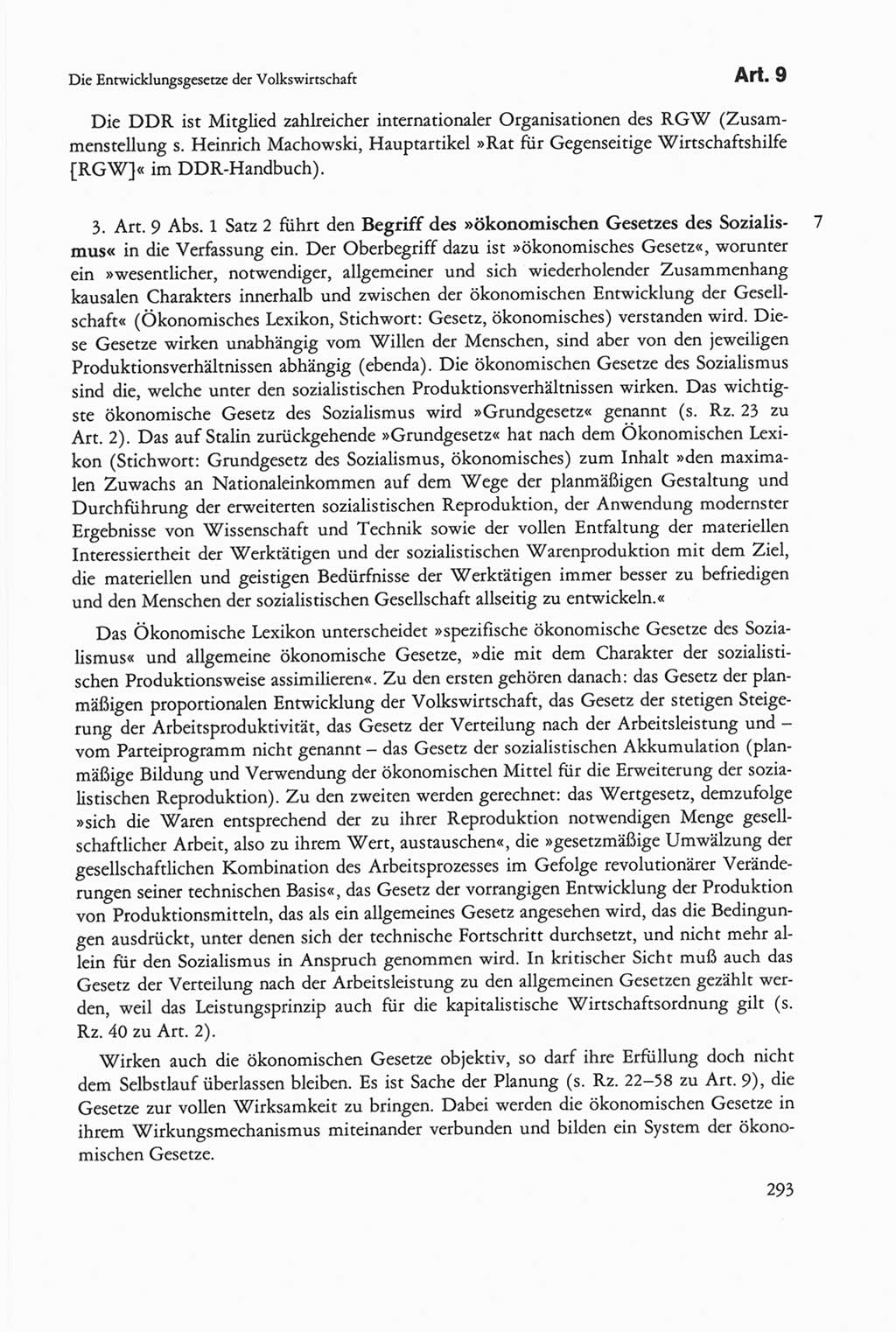 Die sozialistische Verfassung der Deutschen Demokratischen Republik (DDR), Kommentar 1982, Seite 293 (Soz. Verf. DDR Komm. 1982, S. 293)