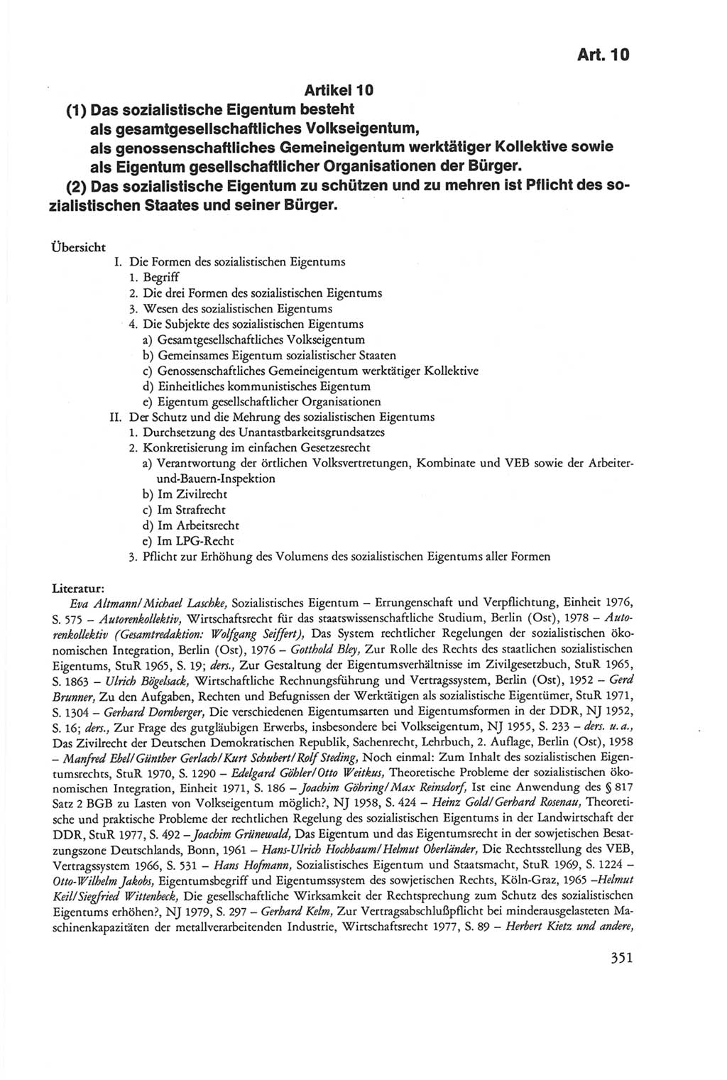 Die sozialistische Verfassung der Deutschen Demokratischen Republik (DDR), Kommentar 1982, Seite 351 (Soz. Verf. DDR Komm. 1982, S. 351)