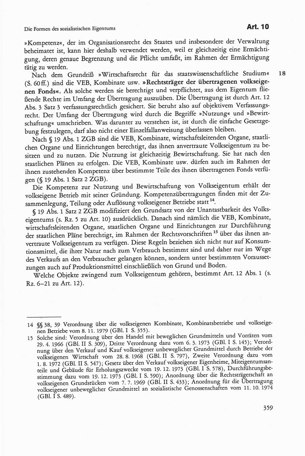 Die sozialistische Verfassung der Deutschen Demokratischen Republik (DDR), Kommentar 1982, Seite 359 (Soz. Verf. DDR Komm. 1982, S. 359)