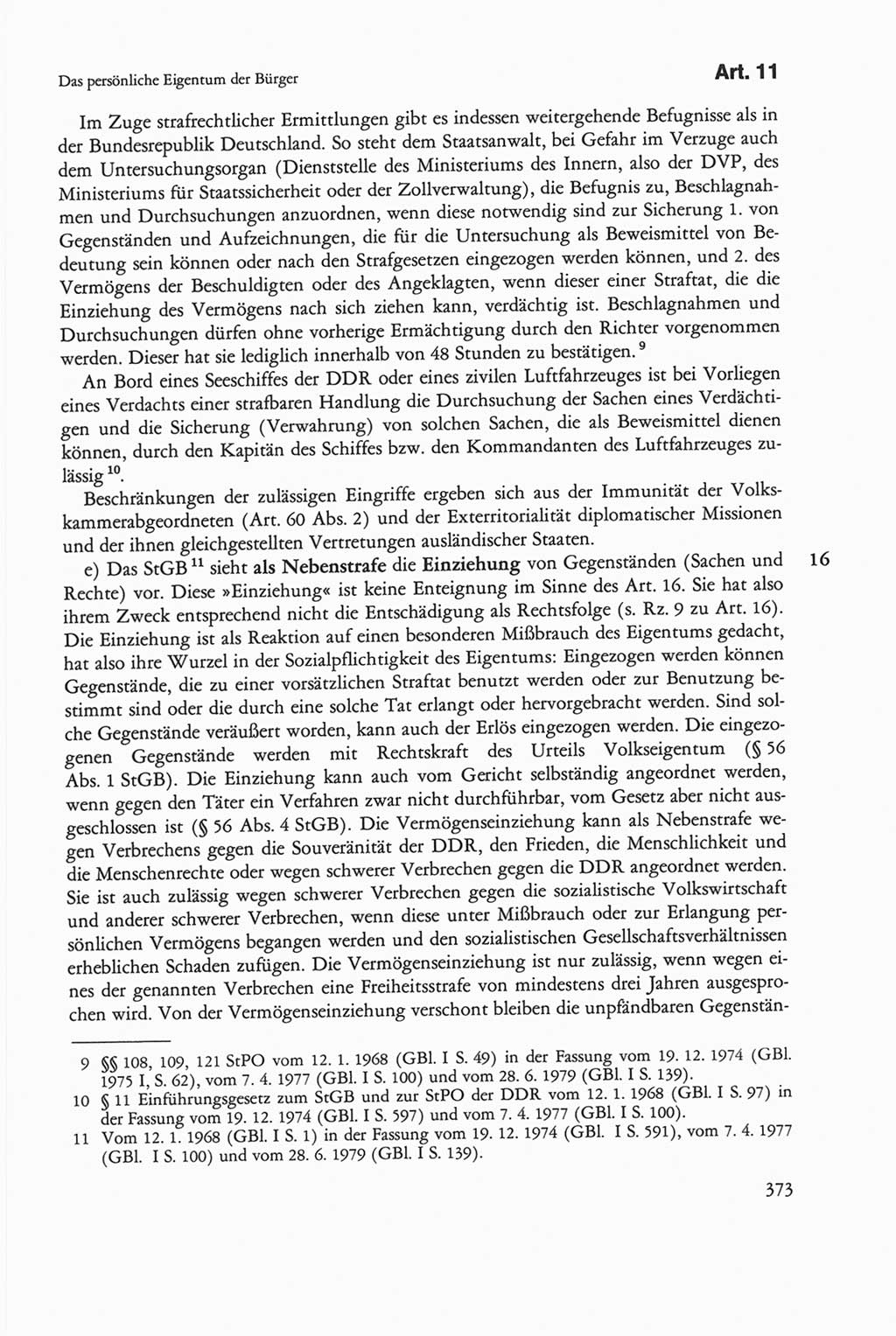 Die sozialistische Verfassung der Deutschen Demokratischen Republik (DDR), Kommentar 1982, Seite 373 (Soz. Verf. DDR Komm. 1982, S. 373)