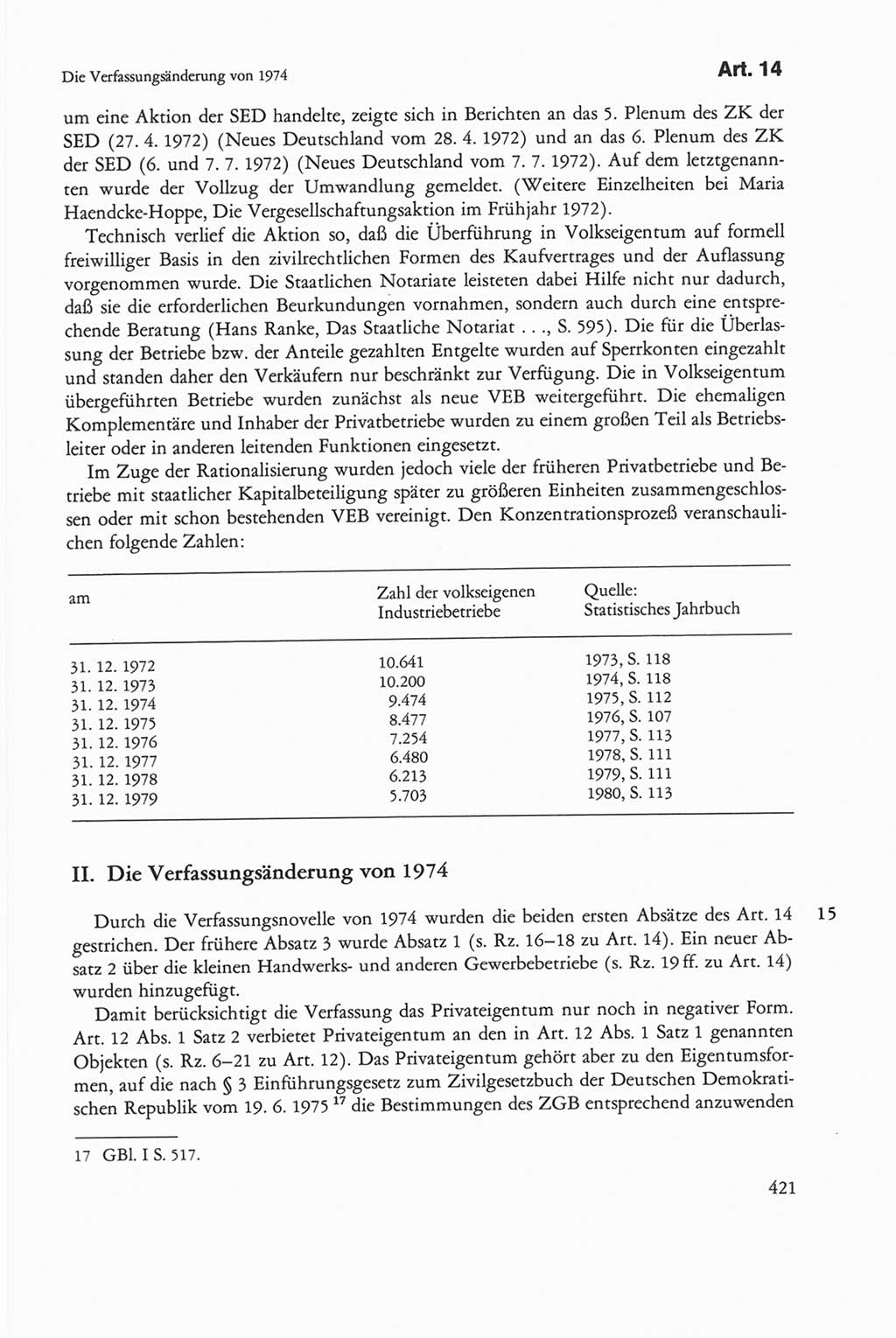 Die sozialistische Verfassung der Deutschen Demokratischen Republik (DDR), Kommentar 1982, Seite 421 (Soz. Verf. DDR Komm. 1982, S. 421)