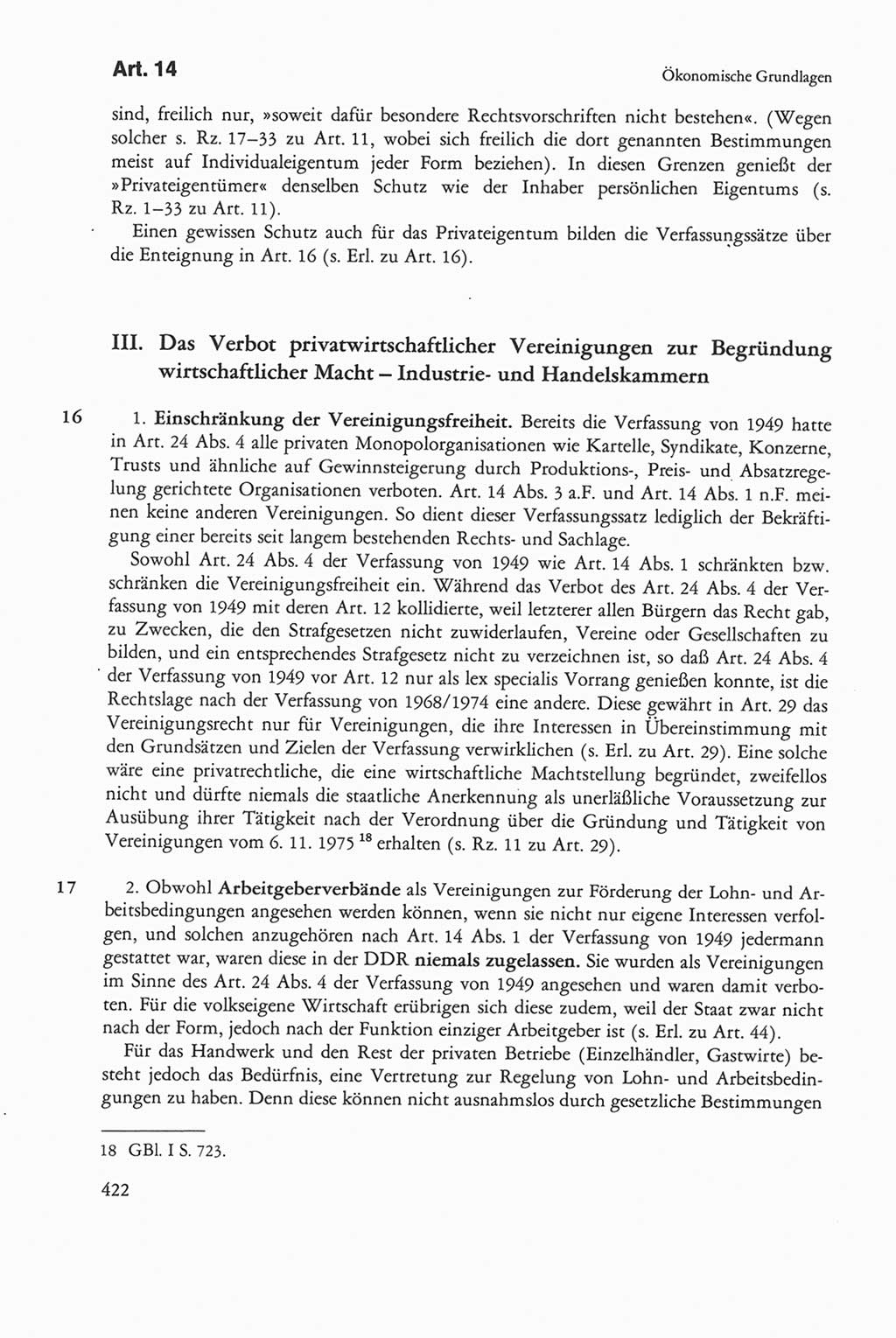 Die sozialistische Verfassung der Deutschen Demokratischen Republik (DDR), Kommentar 1982, Seite 422 (Soz. Verf. DDR Komm. 1982, S. 422)