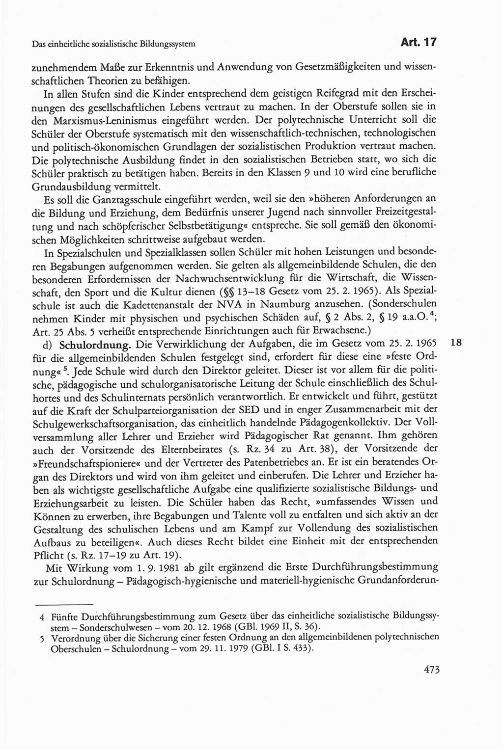 Die sozialistische Verfassung der Deutschen Demokratischen Republik (DDR), Kommentar 1982, Seite 473 (Soz. Verf. DDR Komm. 1982, S. 473)