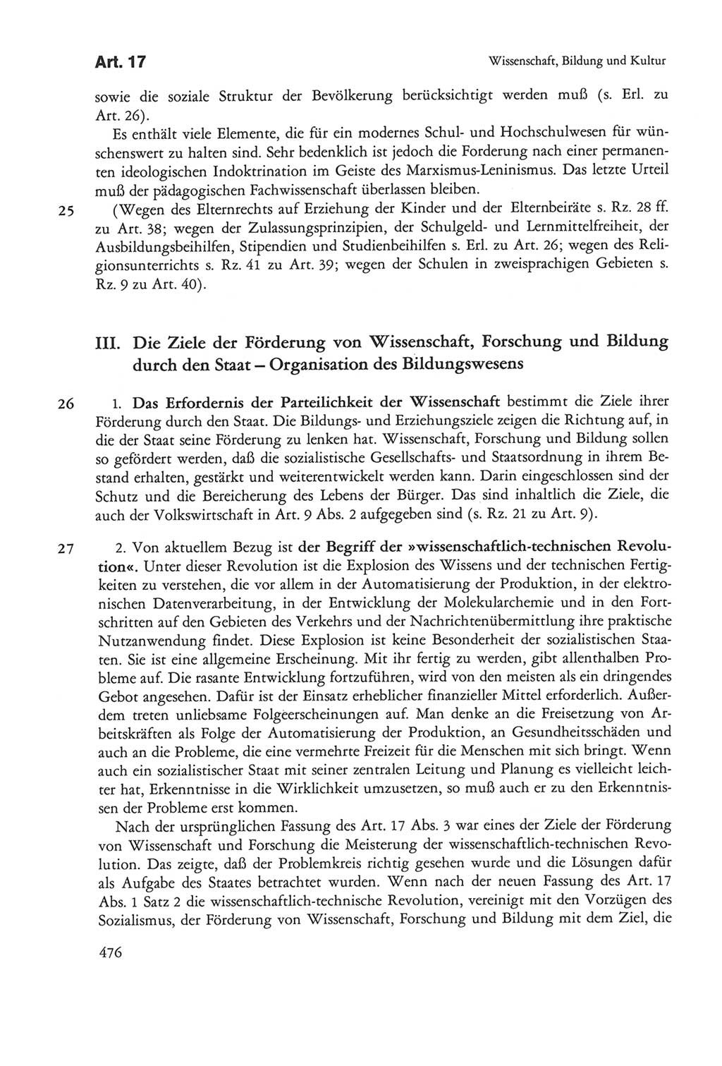 Die sozialistische Verfassung der Deutschen Demokratischen Republik (DDR), Kommentar 1982, Seite 476 (Soz. Verf. DDR Komm. 1982, S. 476)