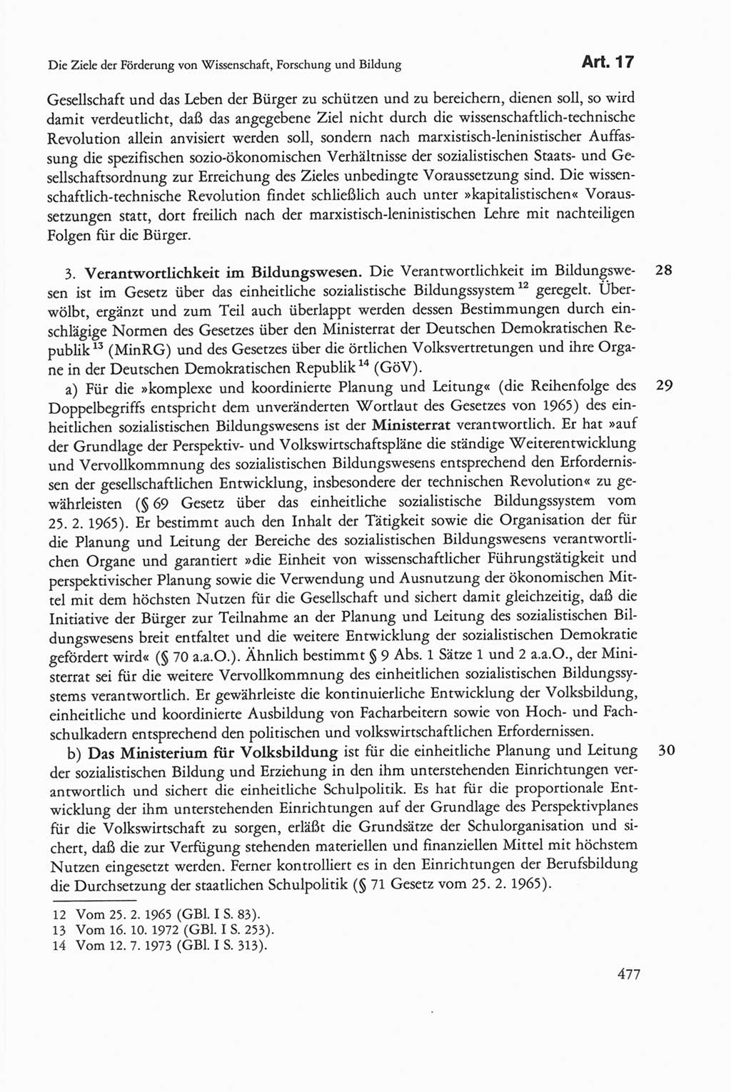 Die sozialistische Verfassung der Deutschen Demokratischen Republik (DDR), Kommentar 1982, Seite 477 (Soz. Verf. DDR Komm. 1982, S. 477)