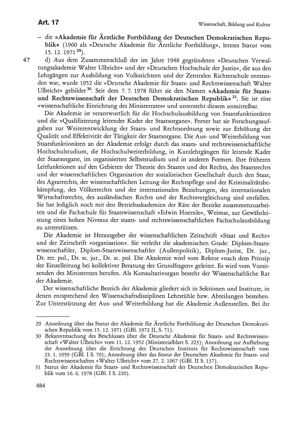 Die sozialistische Verfassung der Deutschen Demokratischen Republik (DDR), Kommentar 1982, Seite 484 (Soz. Verf. DDR Komm. 1982, S. 484)