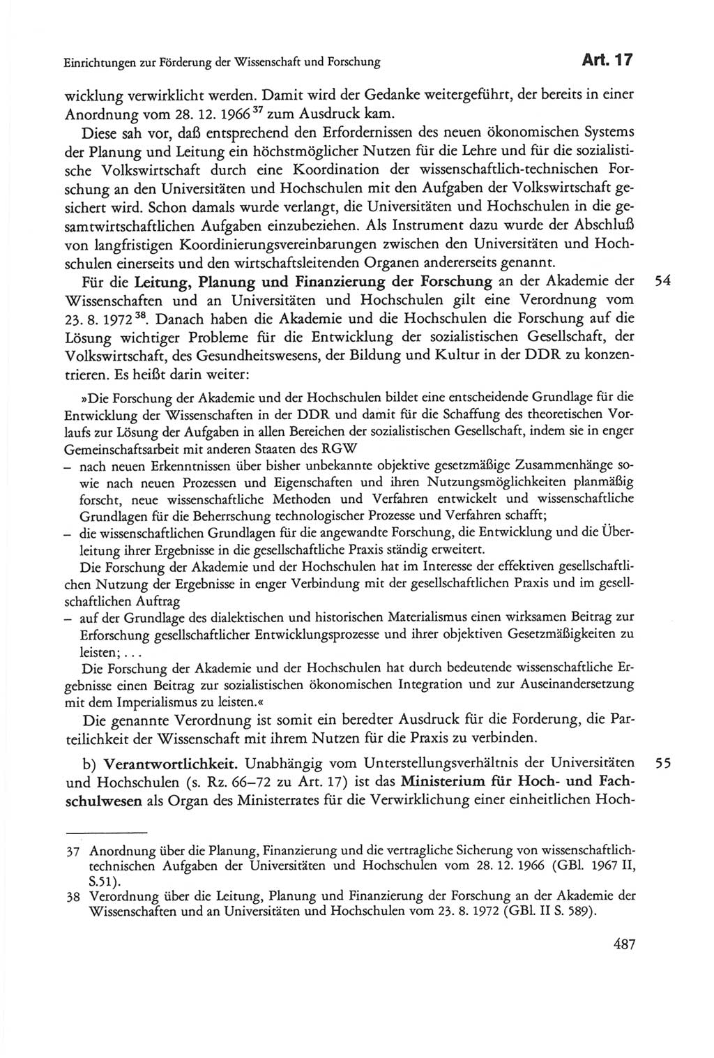 Die sozialistische Verfassung der Deutschen Demokratischen Republik (DDR), Kommentar 1982, Seite 487 (Soz. Verf. DDR Komm. 1982, S. 487)