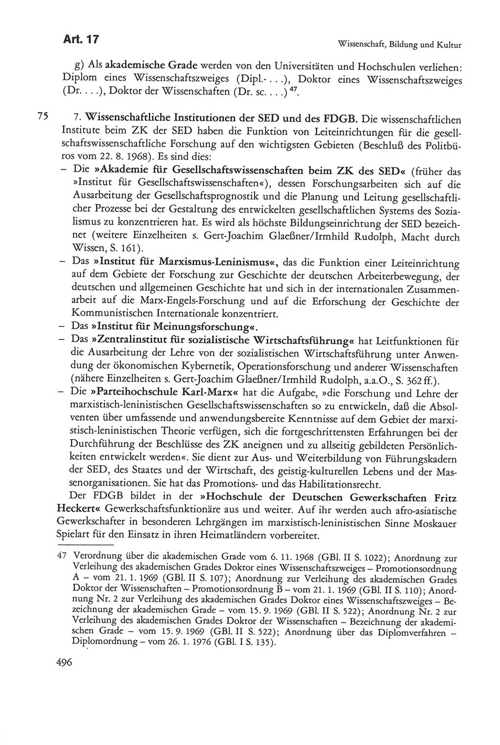 Die sozialistische Verfassung der Deutschen Demokratischen Republik (DDR), Kommentar 1982, Seite 496 (Soz. Verf. DDR Komm. 1982, S. 496)
