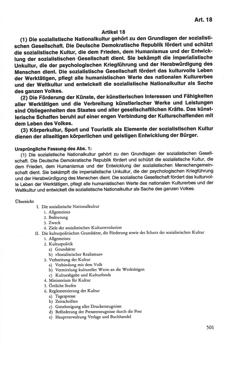 Die sozialistische Verfassung der Deutschen Demokratischen Republik (DDR), Kommentar 1982, Seite 501 (Soz. Verf. DDR Komm. 1982, S. 501)