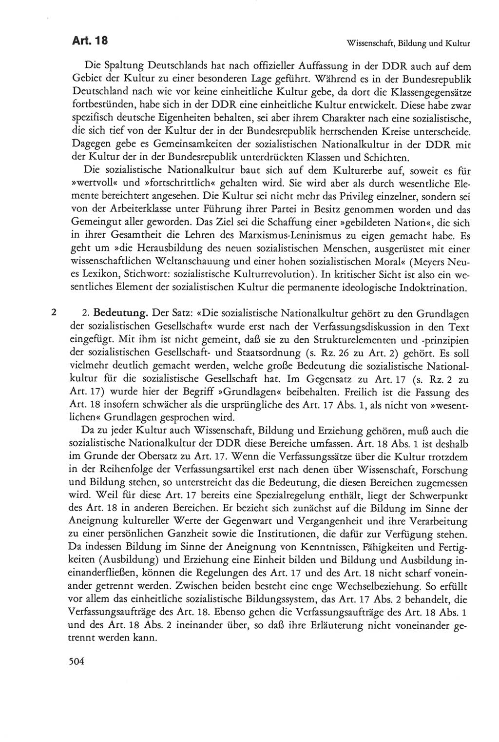 Die sozialistische Verfassung der Deutschen Demokratischen Republik (DDR), Kommentar 1982, Seite 504 (Soz. Verf. DDR Komm. 1982, S. 504)