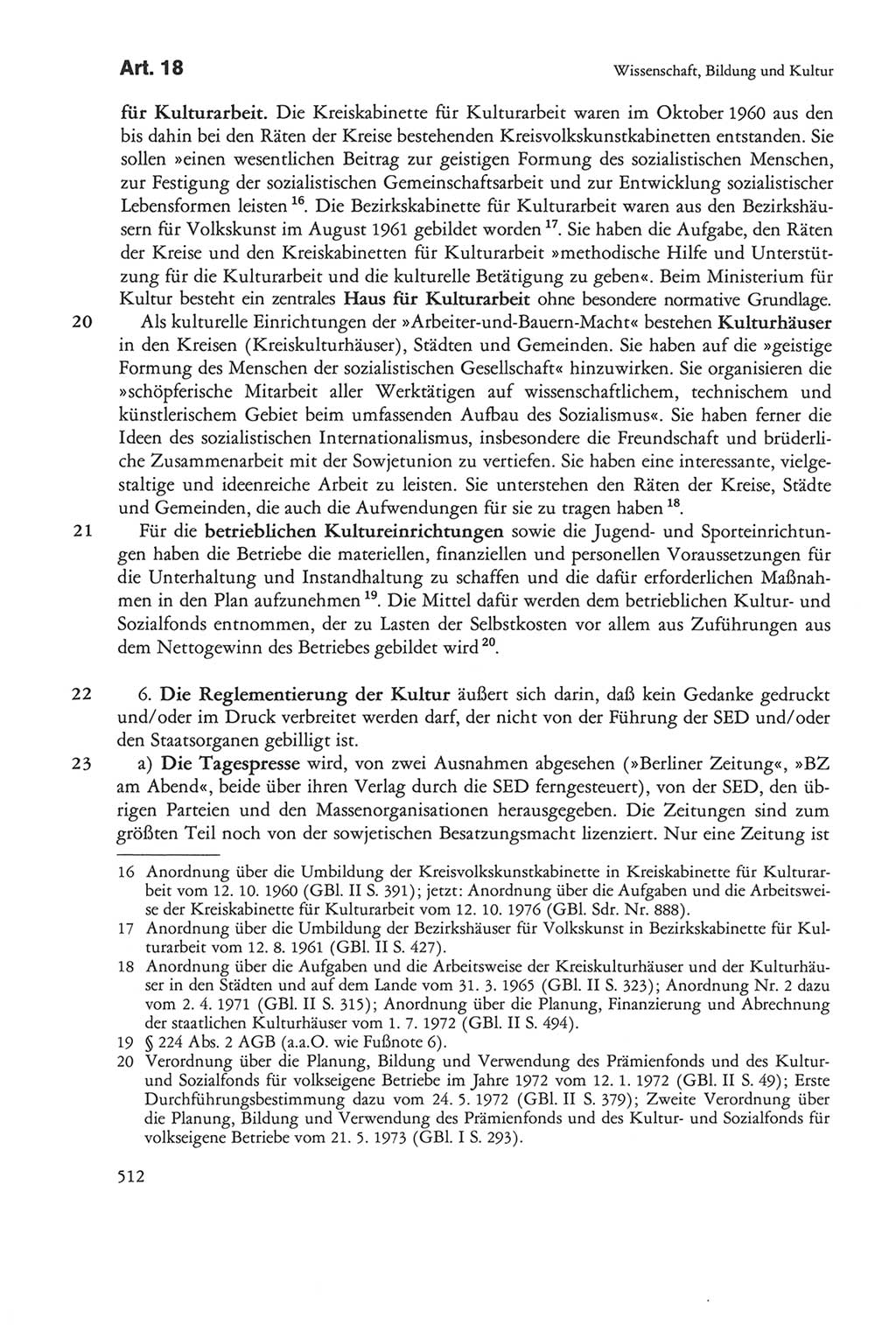 Die sozialistische Verfassung der Deutschen Demokratischen Republik (DDR), Kommentar 1982, Seite 512 (Soz. Verf. DDR Komm. 1982, S. 512)