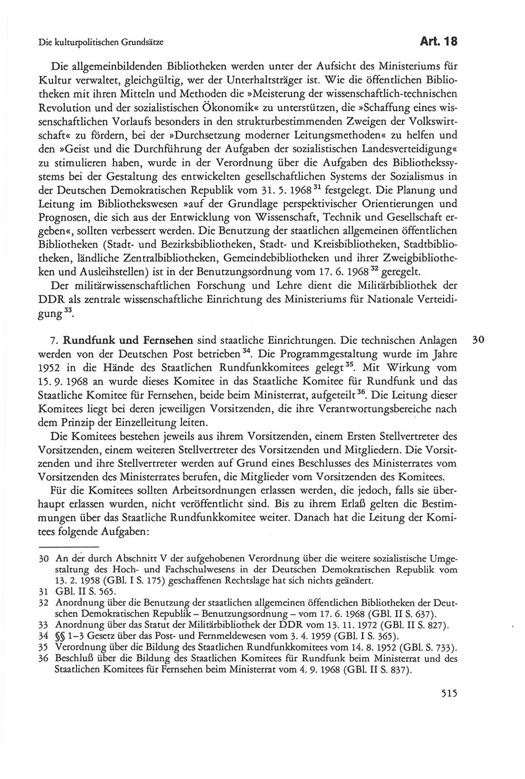 Die sozialistische Verfassung der Deutschen Demokratischen Republik (DDR), Kommentar 1982, Seite 515 (Soz. Verf. DDR Komm. 1982, S. 515)