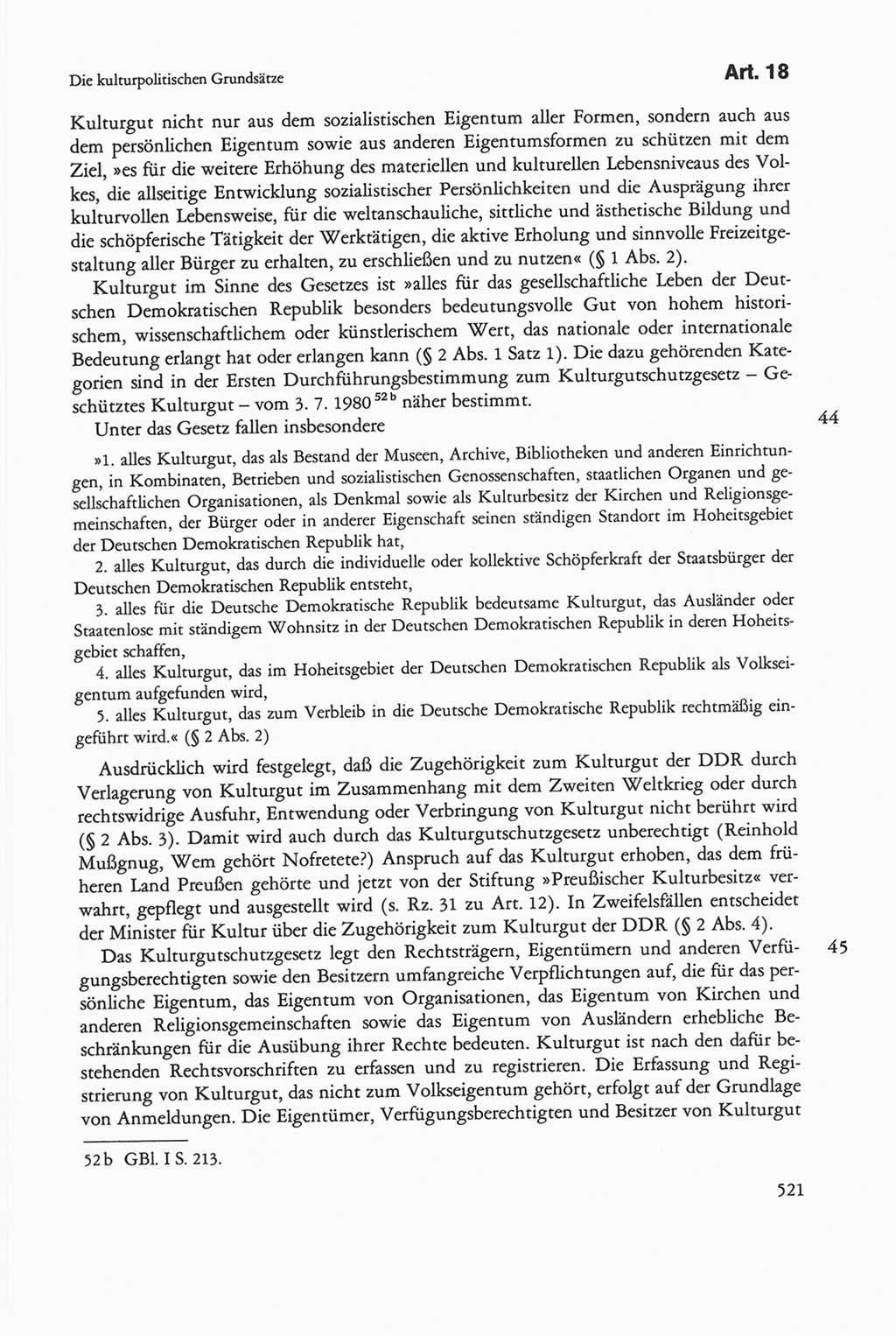 Die sozialistische Verfassung der Deutschen Demokratischen Republik (DDR), Kommentar 1982, Seite 521 (Soz. Verf. DDR Komm. 1982, S. 521)