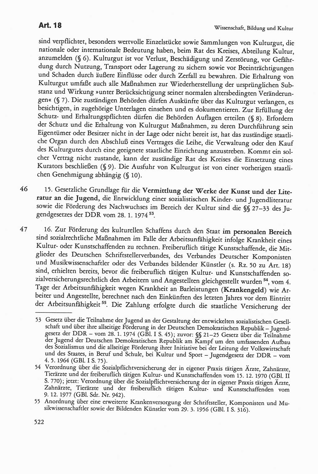 Die sozialistische Verfassung der Deutschen Demokratischen Republik (DDR), Kommentar 1982, Seite 522 (Soz. Verf. DDR Komm. 1982, S. 522)