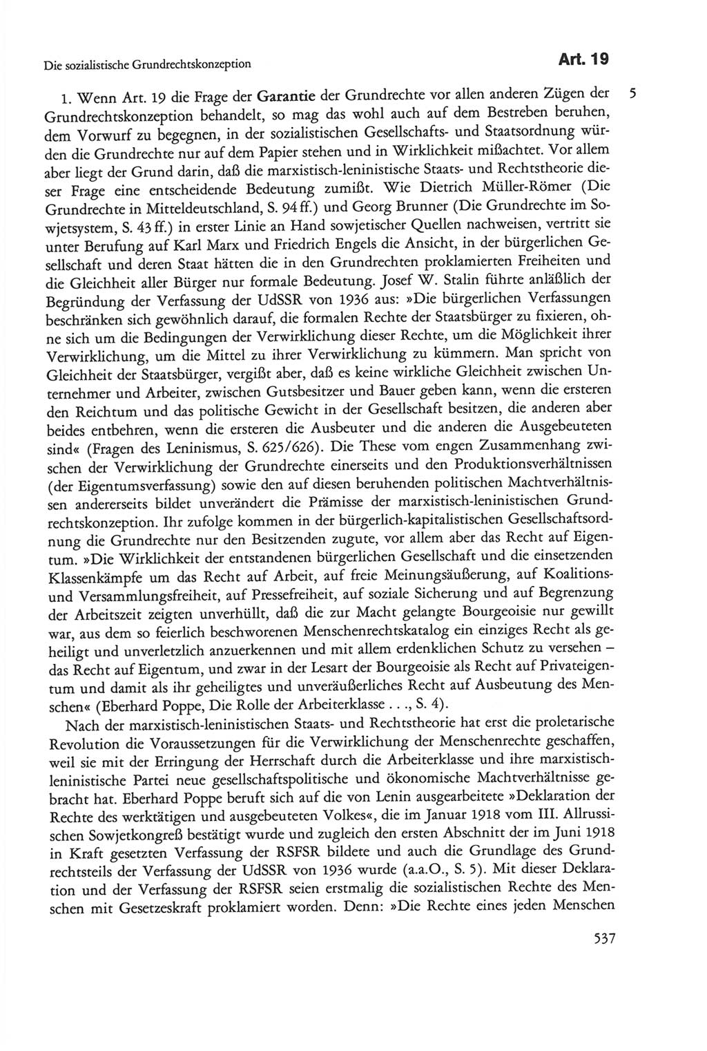 Die sozialistische Verfassung der Deutschen Demokratischen Republik (DDR), Kommentar 1982, Seite 537 (Soz. Verf. DDR Komm. 1982, S. 537)