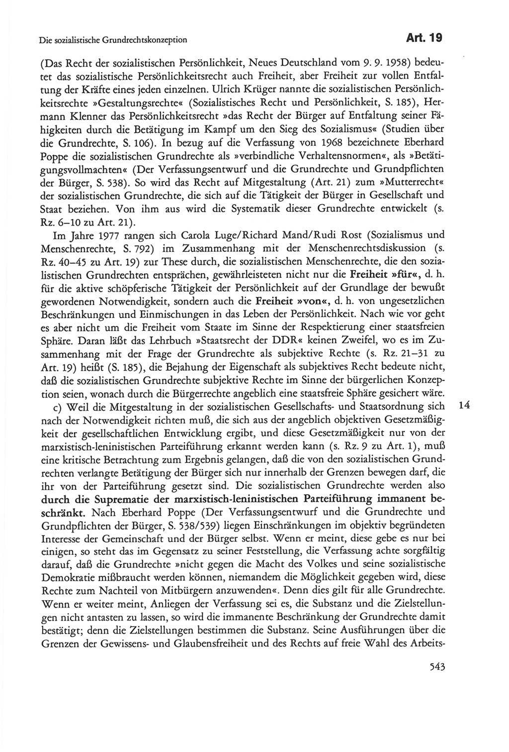 Die sozialistische Verfassung der Deutschen Demokratischen Republik (DDR), Kommentar 1982, Seite 543 (Soz. Verf. DDR Komm. 1982, S. 543)