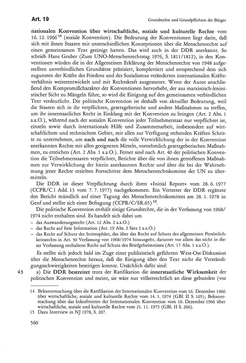 Die sozialistische Verfassung der Deutschen Demokratischen Republik (DDR), Kommentar 1982, Seite 560 (Soz. Verf. DDR Komm. 1982, S. 560)