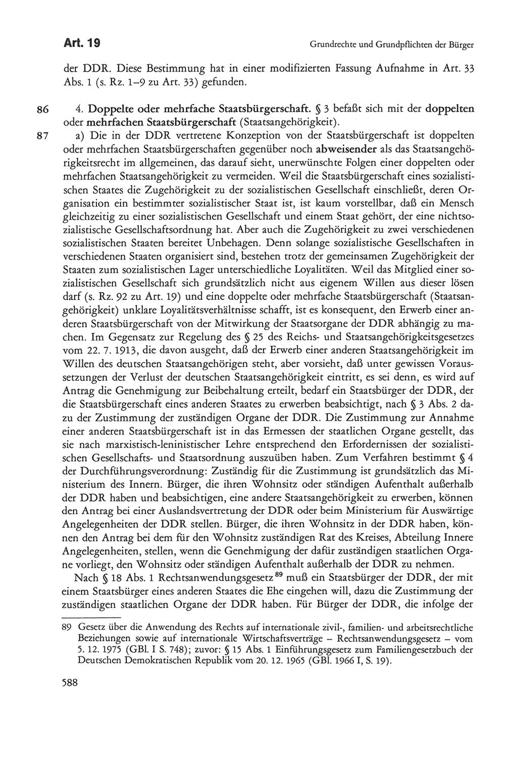 Die sozialistische Verfassung der Deutschen Demokratischen Republik (DDR), Kommentar 1982, Seite 588 (Soz. Verf. DDR Komm. 1982, S. 588)