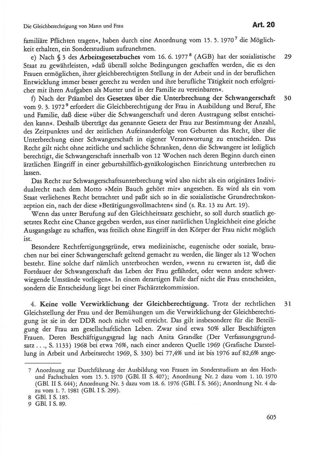 Die sozialistische Verfassung der Deutschen Demokratischen Republik (DDR), Kommentar 1982, Seite 605 (Soz. Verf. DDR Komm. 1982, S. 605)